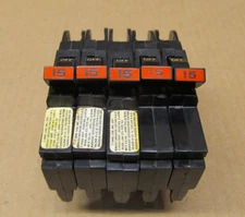 LOT OF 5 FPE NC015 CIRCUIT BREAKER THIN 1P 15 AMP 15A NC115  (49 LOTS AVAILABLE)