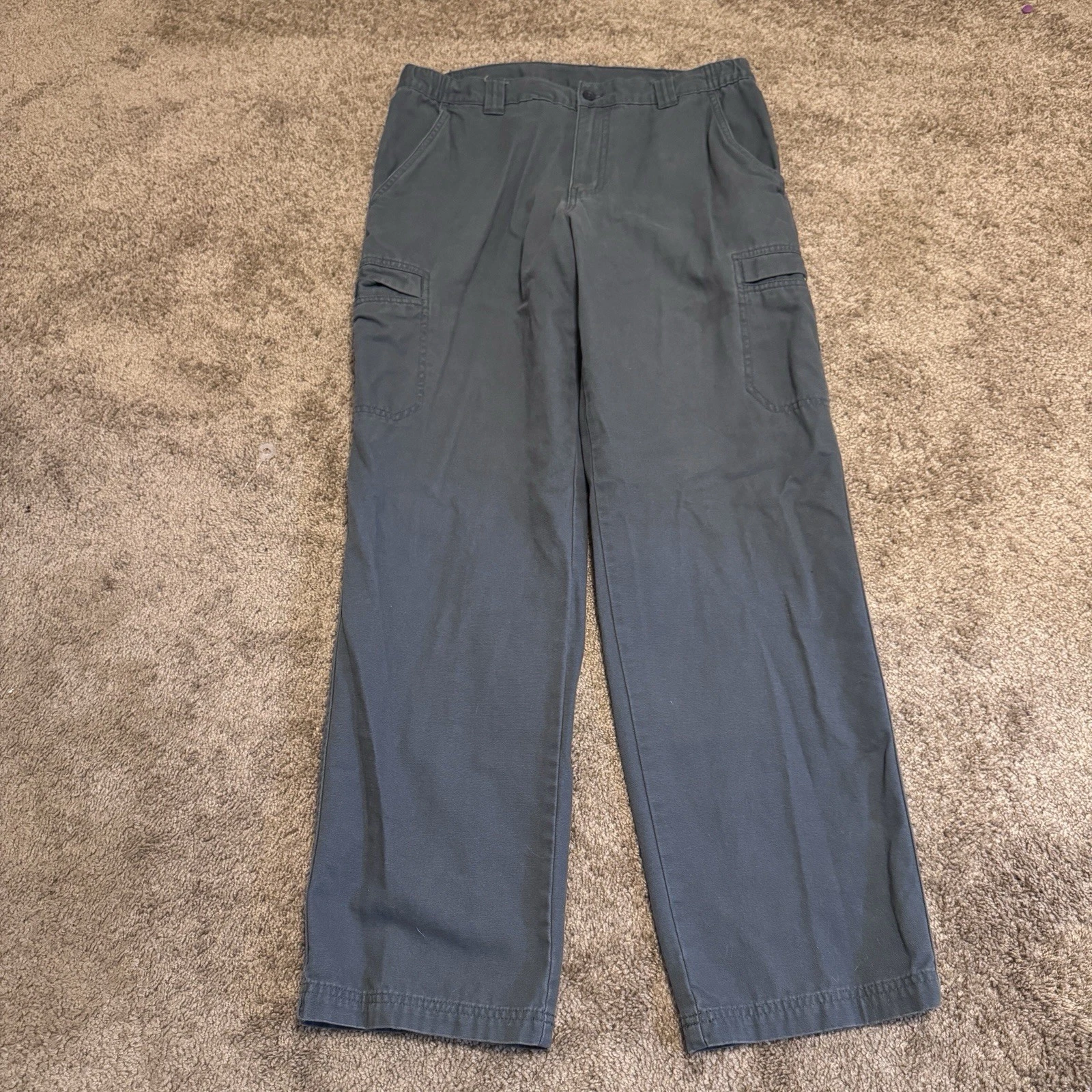 LL Bean Cargo Pants Mens 34x32 Blue Straight Leg Comfort Waist Pockets