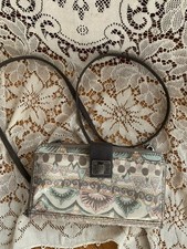 New Sakroots Artists Circle Crossbody Smartphone Zip Coated Canvas Wallet Purse