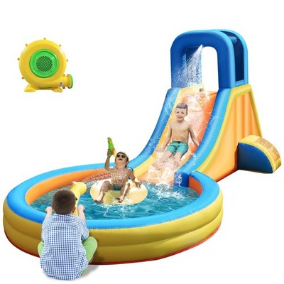 Inflatable Water Slide for Kids   5-in-1 Blow Up Bounce House with Long Sl
