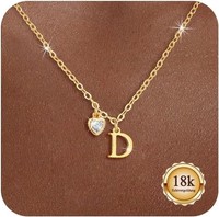Buchstaben Kette 18K Vergoldet Zirkon Herz AnhäNger A-Z Namenskette Damen