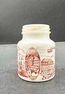 Vintage German Milk Glass Jelly/Jam Jar Scenes Of Heidelburg & Hengstenburg