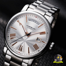 Montblanc 4810 Day-Date Automatic 40.5mm Silver Dial Guilloché Mens Watch 114854