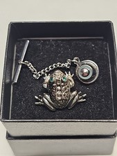 Vintage 3d Frog With Green Stone Eyes Lapel Pin No Box