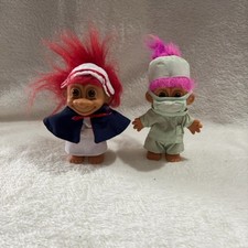 Russ Troll Dolls Nurse Doctor Vintage Collectors Set Red Pink Hair