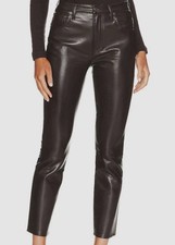 448 Citizens of Humanity Jolene High-Rise Leather Pants 27 Mocha Brown Chic