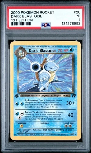 2000 Pokémon Dark Blastoise 20/82 Team Rocket 1st Edition PSA 1