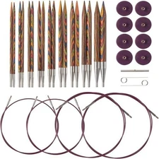 Knit Picks Options Interchangeable Rainbow Wood Circular Knitting Needle Set