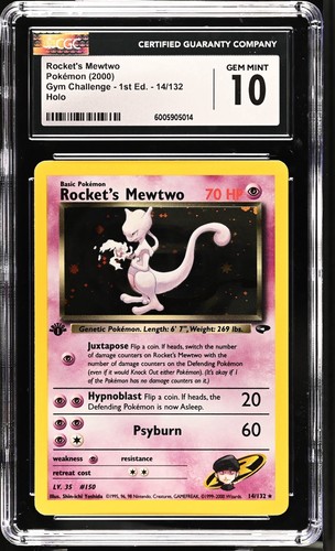 Rocket's Mewtwo (1st Edition) graded CGC 10 for sale on eBay