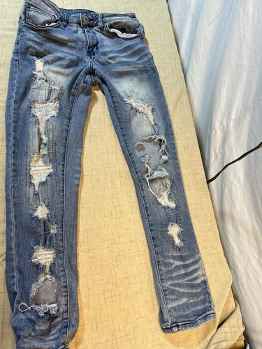 RUE 21 Homme Skinny Supreme Flex 28/30 Bleu Distressed