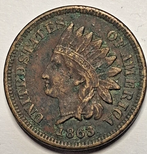 1863 Indian Head Cent Penny - VF Details