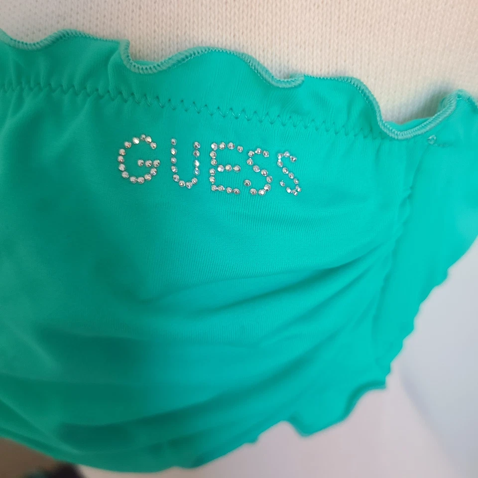 Guess Y2K 闪亮比基尼上衣 XL 码头巾拉斯维加斯泳池派对泳装水钻 — 第 2/4 张图片