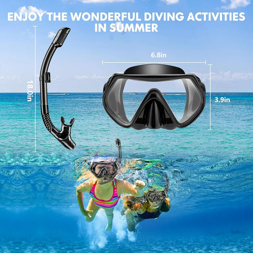 Snorkeling Gear for Adults, Snorkel Set Scuba Diving mask Dry-Top, Adult Swimmin - Picture 6 of 7