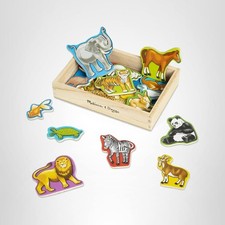 Melissa Doug Wooden Animal Magnets Set 20 Pieces Farm, Zoo Pet Fridge Ma