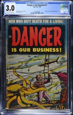 Danger is Our Business #1 CGC 3.0 (1953) Frank Frazetta Art Toby Press