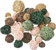 Wicker Rattan Balls 72 Pcs Vase Filler Decor 4 Sizes Green Brown Beige Orbs