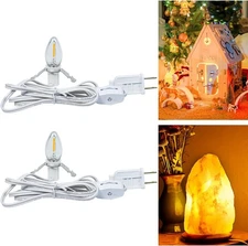 C7 Accessory Cord with 4 LED Night Light Bulb, Candelabra-Base E12 Socket Whi...