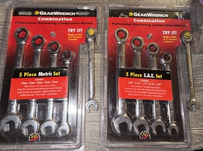 Gearwrench Nos 10pc Metric SAE Ratcheting Combination Wrench Sets 93004 93005