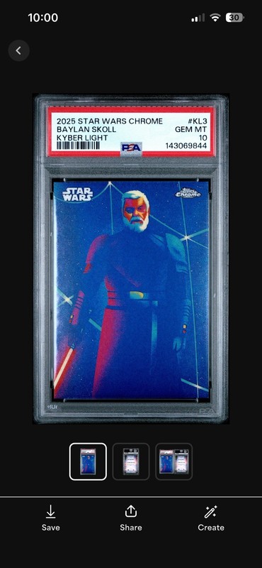 2025 STAR WARS CHROME BAYLAN SKOLL KYBER LIGHT PSA 10