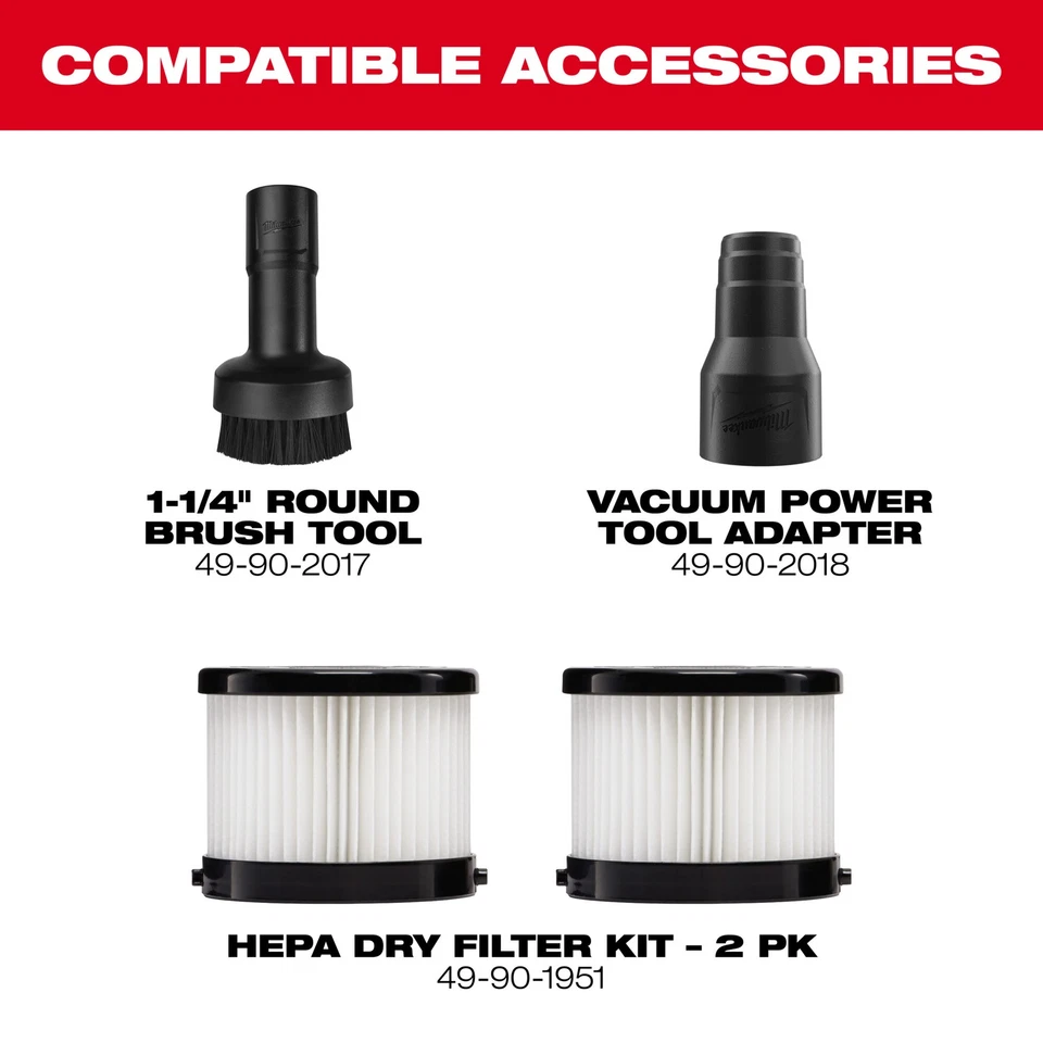 Milwaukee M18 Compact Handheld Vacuum, Tool Only, Model# 0882-20 - Image 4 of 4