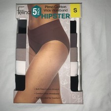 Felina Women's 5 Pack Pima Cotton Wide Waistband Hipster Multicolor Size S NEW