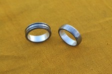 Damascus steel finger ring silver liner inside valentines couple gift 7.50 US