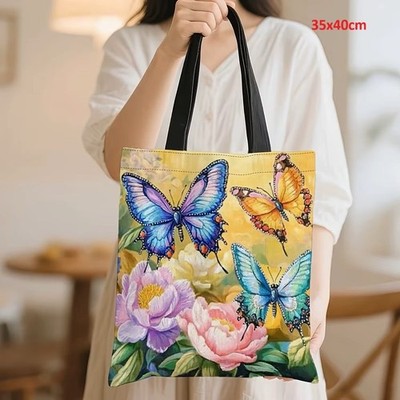 Blumenmuster Schmetterling wiederverwendbar Beuteltasche Einkauf Schule wiederverwendbar modisch Canvas Tasche