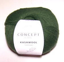 448 yd ball KATIA KASHWOOL Superwash Merino & Cashmere Sock dk Yarn #303 GREEN