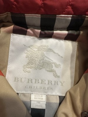 Burberry Children 9 Month Old Baby Red Puffer Coat Without Hood Preowned EUC