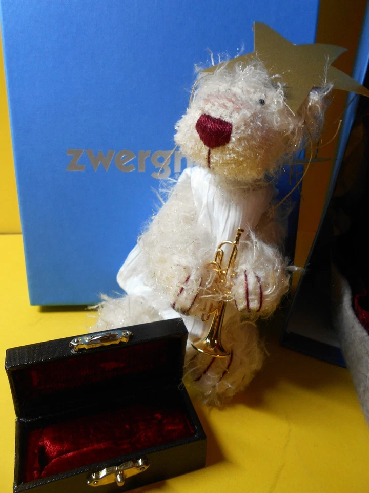 2004 Dwarf Nose Nicole Marschollek Artist Bear Angel with Trumpet #20 of 77 Original Box - Image 4 of 4