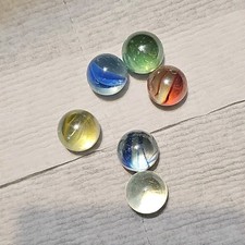 Glass Toy Marbles Lot of 6 Assorted Colors Cat's Eye Style, Machine Made
