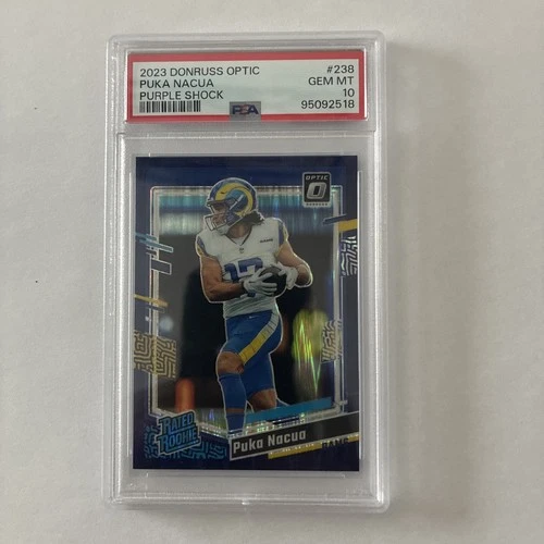 2023 Donruss Optic - Rated Rookie Puka Nacua #238 Purple Shock Prizm (RC) PSA 10