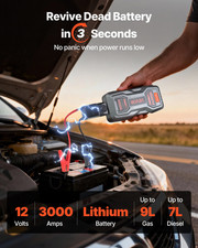 Car Jump Starter 3000A Peak 12V Portable Lithium Battery Booster