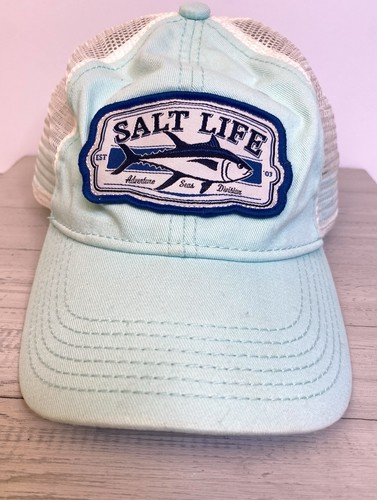 Salt Life Hat Aqua Mesh Trucker Snapback Cap Adventure Seas Division With Fish