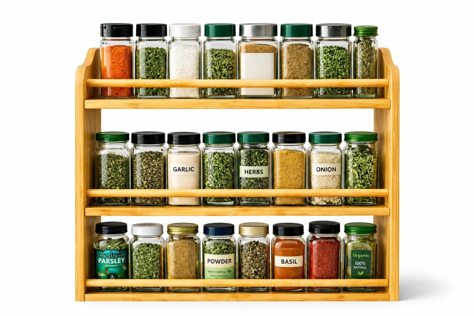 Bamboo Spice Rack Organizer 3 Tier Countertop Wall Mounted Kitchen Shelf