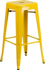 30''High Backless Yellow Metal Restaurant Bar Stool - Industrial Style Bar Stool