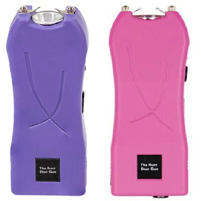 SAFETY TECHNOLOGY Twin 80 Mill Runt Stun Gun Purple Pink Rechargeable Women Self Defense Holster