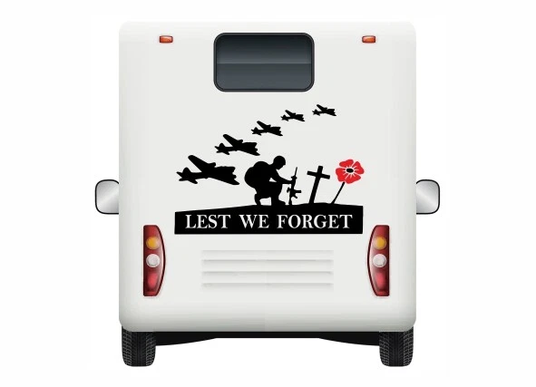 Lest We Forget Remembrance Day Stickers Poppy Soldier Patriotic Car Vinyl Quote - Image 2 of 4