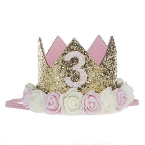 First Birthday Party Hat for Baby Girl Flower Princess Crown Decor Baby Hats Cap - Picture 19 of 29