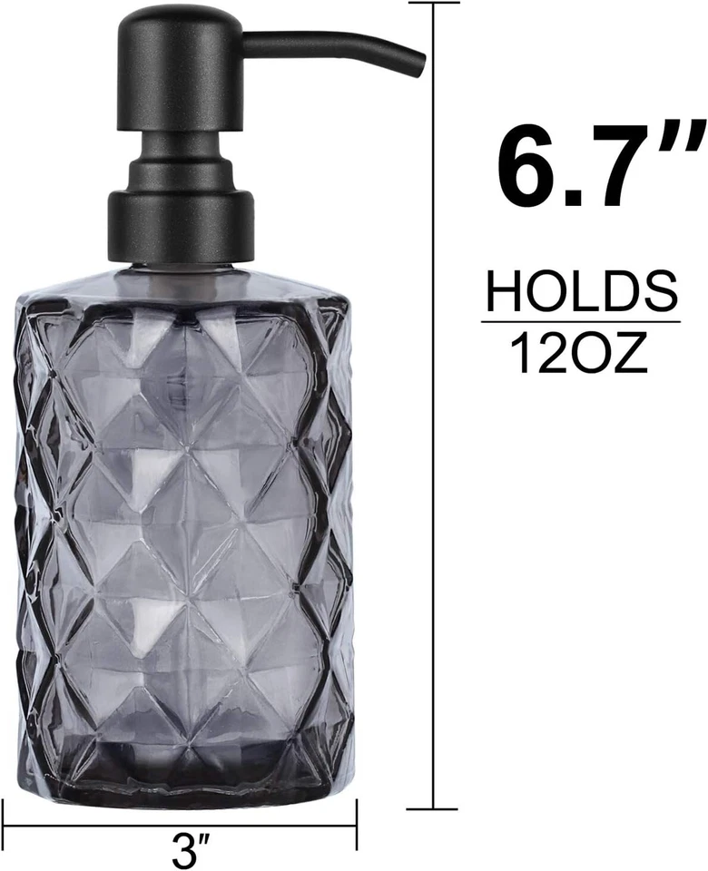 Paquete de 2 dispensadores de jabón en tarro de vidrio gris grueso, 14 OZ Foto 2 de 2
