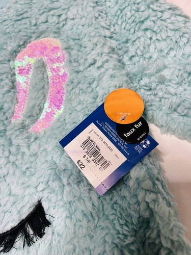 Arizona Jean Co Blue Llama Sweater Size S 7/8 Youth Kids Faux Fur Mint, Tiffani - Picture 5 of 19