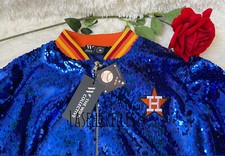 3” Star Houston Astros Blue Sequin Jacket Authentic Wild Collective - XL