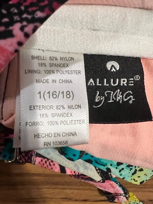 ALLURE Multi Color Stretch Ruched Scoop Neck Tie Tankini Swimsuit