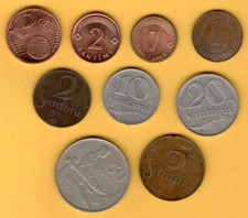 Set of 9 Coins Latvia 1, 2, 5, 10, 20, 50 Santimi 1922-2014  Lettland Baltic 308