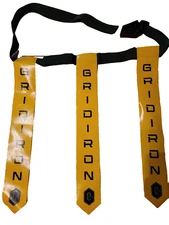 3 Flag - Pull Away Flag Football Belt - Yellow Flags Grid Iron Green 42" Length