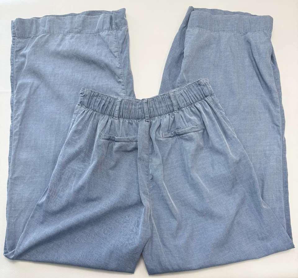 Pantalones Nicole Miller Pierna Ancha Mujer Talla M Azul Elastizados Cintura Bolsillos tiro alto Foto 3 de 4