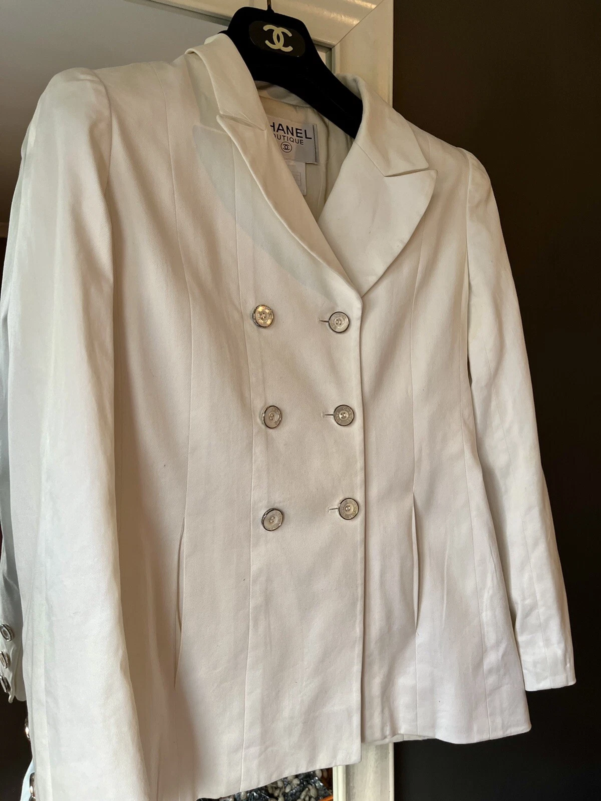 Giacca vintage CHANEL BOUTIQUE cotone bianco tg 36