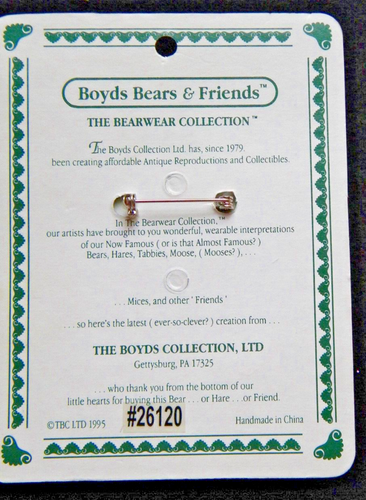 Vintage 1995 Boyds Bears & Friends BearWear Pin Brooch Expecting mother "Soon" - Picture 3 of 3