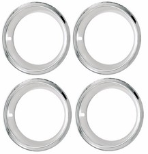 14 Chrome Stainless Steel Deep Dish Trim Ring Set W Stepped Edge 14x7 Wheel