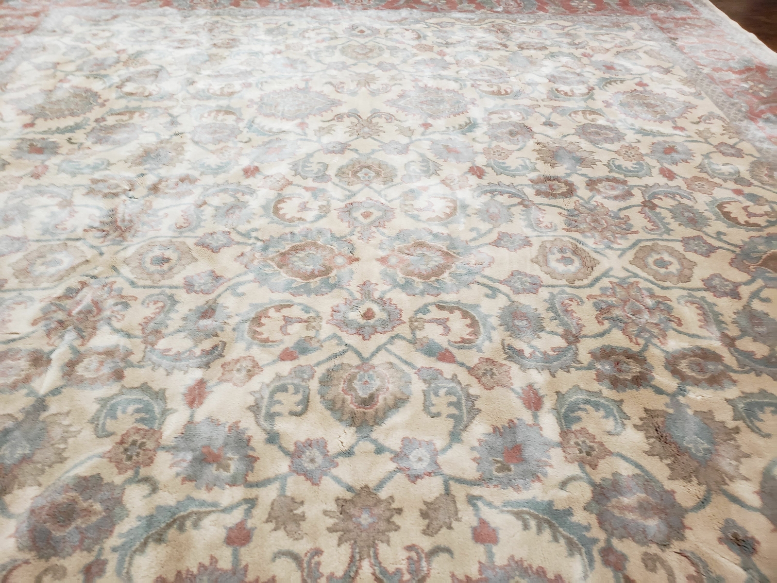 Vintage Turkish Oushak Mahal Area Rug Wool Handmade Soft Oriental